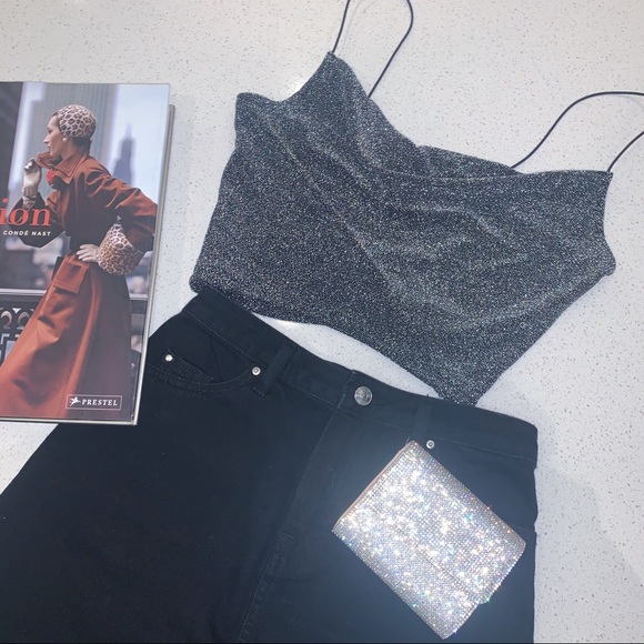 SPARKLY CROP TOP • Cow Neck Spaghetti Strap Crop - Picture 5 of 6